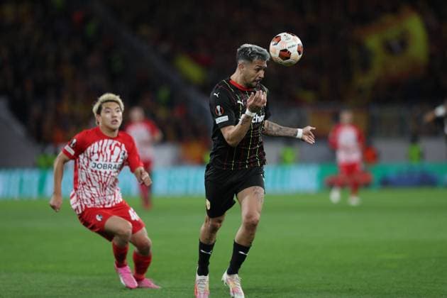 Foot Ligue Europa SC Fribourg RC Lens PHOTOPQR VOIX DU NORD COURBE ; 22 02 2024 ; NO DAM Foot Ligue Europa SC Fribourg RC Lens barrage retour Stade Europa Park, Fribourg, Allemagne le 22 02 24. PHOTO SEVERINE COURBE LA VOIX DU NORD Nord France  Copyright: xPHOTOPQR VOIXxDUxNORD MAXPPPxCOURBEx 20240222VDN0354 20240222VDN0354