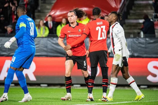 Arthur Theate (Stade Rennais) FOOTBALL : Stade Rennais x AC Milan - Ligue Europa - Barrage retour - 22 02 2024 BaptisteAutissier Panoramic 