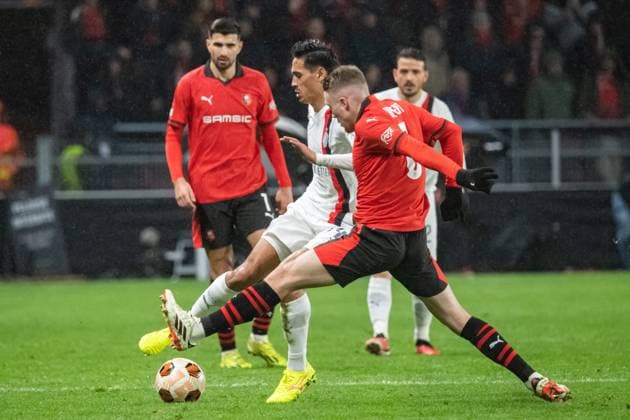 Tijjani Reijnders (AC Milan) FOOTBALL : Stade Rennais x AC Milan - Ligue Europa - Barrage retour - 22 02 2024 BaptisteAutissier Panoramic 