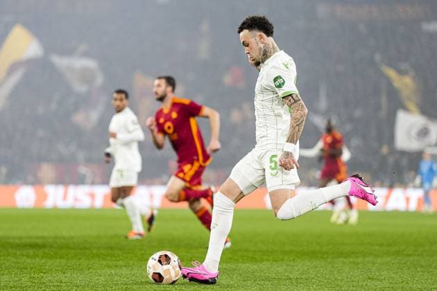 UEFA Europa League: AS Roma v Feyenoord Rome - Quilindschy Hartman of Feyenoord during the 2nd leg of the UEFA Europa League Knockout Round Play-offs between AS Roma v Feyenoord at Stadio Olympico on 22 February 2024 in Rome, Italia. Copyright: xTomxBodex