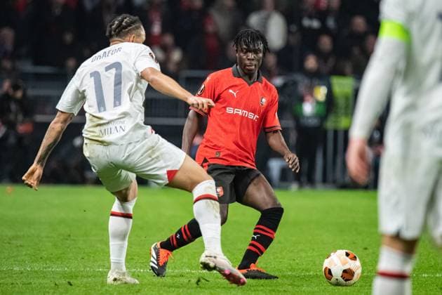 Alidu Seidu (Stade Rennais) FOOTBALL : Stade Rennais x AC Milan - Ligue Europa - Barrage retour - 22 02 2024 BaptisteAutissier Panoramic 
