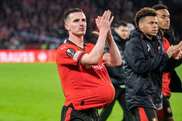 Benjamin Bourigeaud (Stade Rennais) FOOTBALL : Stade Rennais x AC Milan - Ligue Europa - Barrage retour - 22 02 2024 BaptisteAutissier Panoramic 