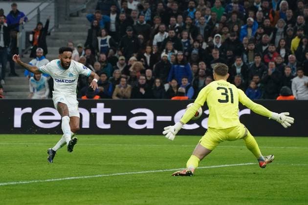 But - Pierre Emerick Aubameyang (Olympique de Marseille) - Artur Rudko (Chakhtar Donetsk) FOOTBALL : Olympique de Marseille vs Chakhtar Donetsk - 16e de finale retour d Europa League - Marseille - 22 02 2024 NorbertScanella Panoramic 