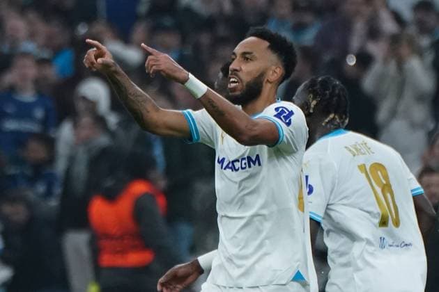 Joie - Pierre Emerick Aubameyang (Olympique de Marseille) FOOTBALL : Olympique de Marseille vs Chakhtar Donetsk - 16e de finale retour d Europa League - Marseille - 22 02 2024 NorbertScanella Panoramic 