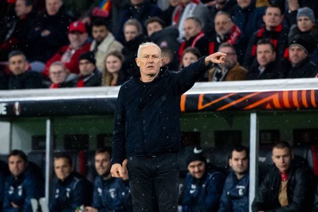 Christian Streich SC Freiburg, Coach , GER, SC Freiburg vs RC Lens, Football UEFA Europa League, Playoff Intermediate Round Second Leg, Season 2023 2024, 22 02 2024 GER, SC Freiburg vs RC Lens, Football UEFA Europa League, Playoff Intermediate Round Second Leg, Season 2023 2024, 22 02 2024 Freiburg Copyright: xEibner-Pressefoto Memmlerx EP_MMR