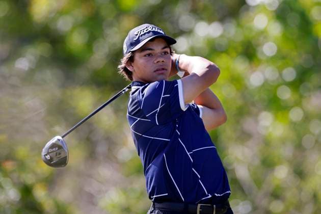 Sport Bilder des Tages HOBE SOUND, FL - FEBRUARY 22: Charlie Woods, son of Tiger Woods, tees off during pre-qualifying for The Cognizant Classic in The Palm Beaches at Lost Lake Golf Club on February 22, 2024 in Hobe Sound, Florida. (Photo by Joe Robbins Icon Sportswire) GOLF: FEB 22 PGA, Golf Herren Cognizant Classic Pre-Qualifying EDITORIAL USE ONLY Icon573240222001