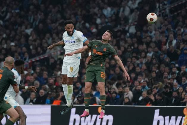 Pierre Emerick Aubameyang (Olympique de Marseille) - Mykola Matviienko (Chakhtar Donetsk) FOOTBALL : Olympique de Marseille vs Chakhtar Donetsk - 16e de finale retour d Europa League - Marseille - 22 02 2024 NorbertScanella Panoramic 