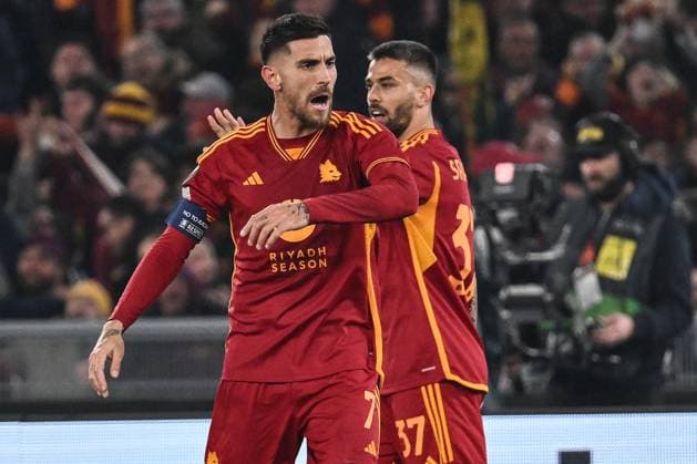 Dc Roma 22 02 2024 - Europa League Roma-Feyenoord foto Domenico Cippitelli Image nella foto: esultanza gol Lorenzo Pellegrini 