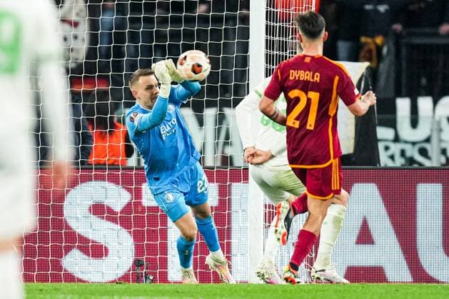 UEFA Europa League: AS Roma v Feyenoord Rome - Feyenoord keeper Timon Wellenreuther during the 2nd leg of the UEFA Europa League Knockout Round Play-offs between AS Roma v Feyenoord at Stadio Olympico on 22 February 2024 in Rome, Italia. Copyright: xYannickxVerhoevenx