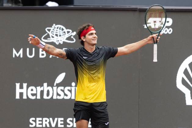 21st February 2024: Jockey Club, Brasileiro, Brazil: Rio Open Tennis tournament: Thiago Seyboth Wild (BRA) celebrates his win against Jaume Munar (ESP)  ActionPlus12611156 DanielxCasteloxBranco