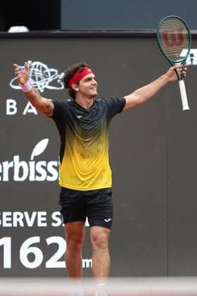 21st February 2024: Jockey Club, Brasileiro, Brazil: Rio Open Tennis tournament: Thiago Seyboth Wild (BRA) celebrates his win against Jaume Munar (ESP)  ActionPlus12611157 DanielxCasteloxBranco