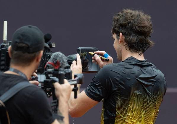 21st February 2024: Jockey Club, Brasileiro, Brazil: Rio Open Tennis tournament: Thiago Seyboth Wild (BRA) celebrates his win against Jaume Munar (ESP)  ActionPlus12611163 DanielxCasteloxBranco