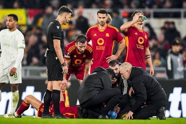 UEFA Europa League: AS Roma v Feyenoord Rome - Diego Llorente of AS Roma during the 2nd leg of the UEFA Europa League Knockout Round Play-offs between AS Roma v Feyenoord at Stadio Olympico on 22 February 2024 in Rome, Italia. Copyright: xTomxBodex
