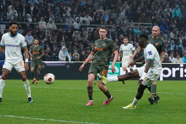 But - IsmaÃ¯la Sarr (Olympique de Marseille) FOOTBALL : Olympique de Marseille vs Chakhtar Donetsk - 16e de finale retour d Europa League - Marseille - 22 02 2024 NorbertScanella Panoramic 