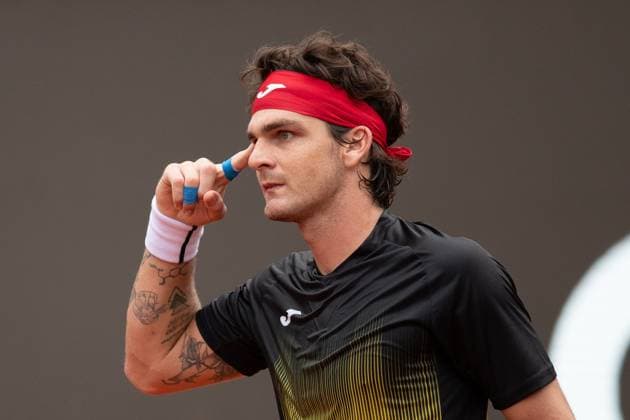 (240223) -- RIO DE JANEIRO, Feb. 23, 2024 -- Thiago Seyboth Wild of Brazil reacts during the round 16 match against Jaume Antoni Munar Clar of Spain at the 2024 ATP500 Rio Open at Jockey Club Brasileiro in Rio de Janeiro, Brazil, Feb. 22, 2024. ) (SP)BRAZIL-RIO DE JANEIRO-TENNIS-ATP500-RIO OPEN WangxTiancong 