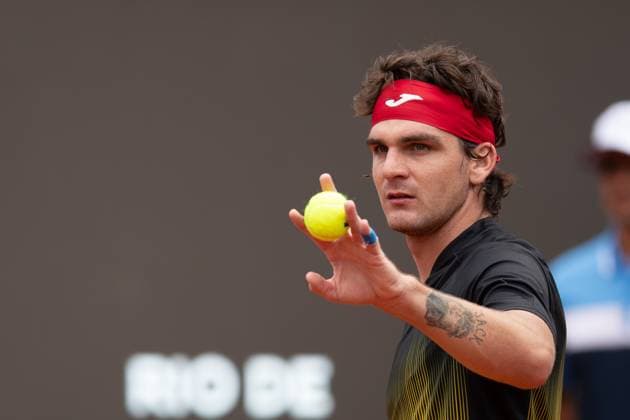 (240223) -- RIO DE JANEIRO, Feb. 23, 2024 -- Thiago Seyboth Wild of Brazil reacts during the round 16 match against Jaume Antoni Munar Clar of Spain at the 2024 ATP500 Rio Open at Jockey Club Brasileiro in Rio de Janeiro, Brazil, Feb. 22, 2024. ) (SP)BRAZIL-RIO DE JANEIRO-TENNIS-ATP500-RIO OPEN WangxTiancong 