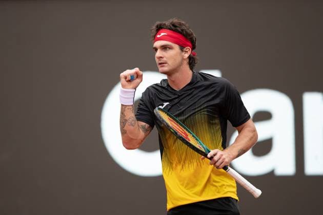 (240223) -- RIO DE JANEIRO, Feb. 23, 2024 -- Thiago Seyboth Wild of Brazil reacts during the round 16 match against Jaume Antoni Munar Clar of Spain at the 2024 ATP500 Rio Open at Jockey Club Brasileiro in Rio de Janeiro, Brazil, Feb. 22, 2024. ) (SP)BRAZIL-RIO DE JANEIRO-TENNIS-ATP500-RIO OPEN WangxTiancong 