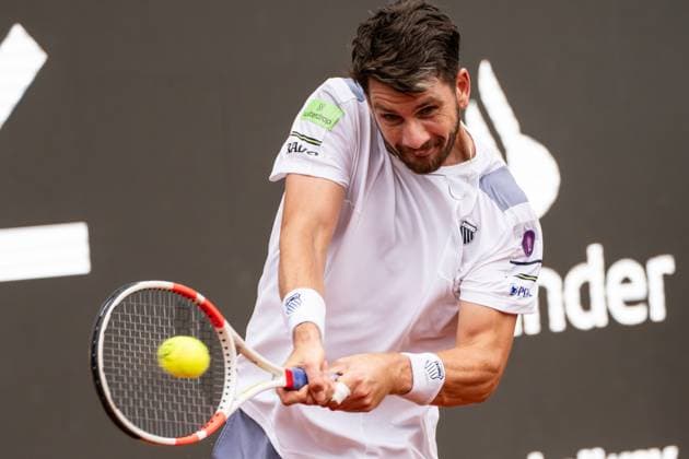 (240223) -- RIO DE JANEIRO, Feb. 23, 2024 -- Cameron Norrie of Britain hits a return during the round 16 match against Marcelo Tomas Barrios Vera of Chile at the 2024 ATP500 Rio Open at Jockey Club Brasileiro in Rio de Janeiro, Brazil, Feb. 22, 2024. ) (SP)BRAZIL-RIO DE JANEIRO-TENNIS-ATP500-RIO OPEN WangxTiancong 
