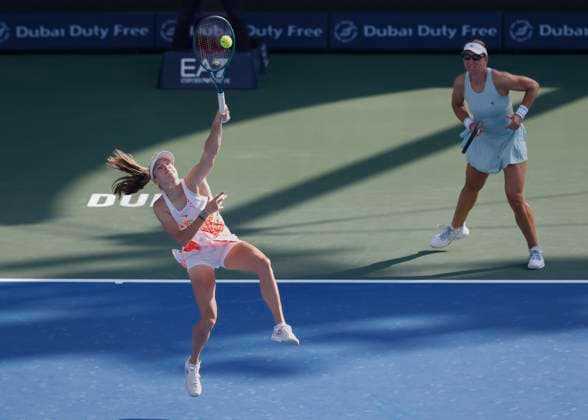 Nicole Melchiar Ellen Perez, Womens Doubles, Dubai Duty Free Tennis Championships, Dubai, U A E Tennis Dubai Tennis Championships 2024 WTA Dubai Duty Free Tennis Stadium Dubai United Arab Emirates 23 February 2024 Copyright: xJuergenxHasenkopfx