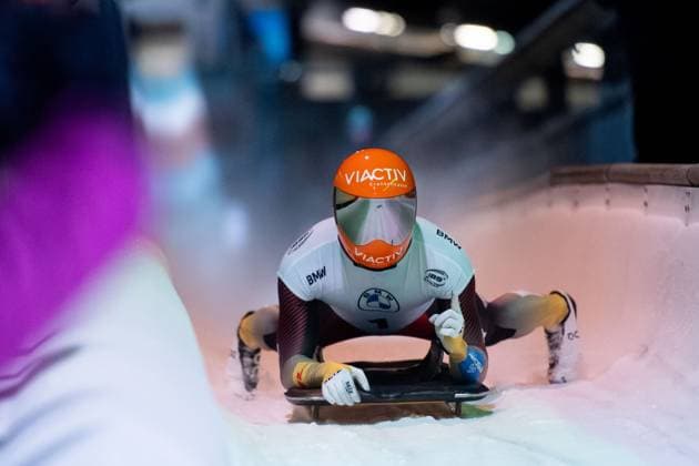 Weltmeister Christopher Grotheer (Deutschland) jubelt im Ziel ueber Sieg und WM Titel, GER, IBSF BMW Skeleton Weltmeisterschaft Winterberg, Rennen Herren, 23.02.2024 GER, IBSF BMW Skeleton Weltmeisterschaft Winterberg, Rennen Herren, 23.02.2024 Winterberg *** World Champion Christopher Grotheer Germany celebrates victory and World Championship title at the finish, GER, IBSF BMW Skeleton World Championship Winterberg, Race Men, 23 02 2024 GER, IBSF BMW Skeleton World Championship Winterberg, Race Men, 23 02 2024 Winterberg Copyright: xEibner-Pressefoto Memmlerx EP_MMR