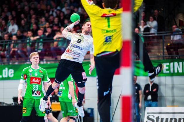 23 02 2024 Handball, 2023 2024, 2 Bundesliga, 22 Matchday, GWD Minden HC Elbflorenz Dresden L R Julius Dierberg Elbflorenz , Malte Semisch Minden