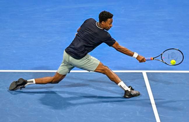 ATP, Tennis Herren Qatar Exxonmobil Open Tennis Tournament 2024 Gael Monfils of France is playing against Jakub Mensik of the Czech Republic in his semifinal singles match at the ATP Qatar ExxonMobil Open tennis tournament at the Khalifa International Tennis Complex in Doha, Qatar, on February 23, 2024. DOHA Qatar  Copyright: xNoushadxThekkayilx originalFilename:varittyakkal-atpqatar240223_nptQx.jpg