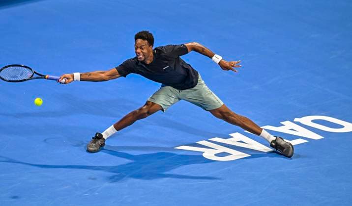 ATP, Tennis Herren Qatar Exxonmobil Open Tennis Tournament 2024 Gael Monfils of France is playing against Jakub Mensik of the Czech Republic in his semifinal singles match at the ATP Qatar ExxonMobil Open tennis tournament at the Khalifa International Tennis Complex in Doha, Qatar, on February 23, 2024. DOHA Qatar  Copyright: xNoushadxThekkayilx originalFilename:varittyakkal-atpqatar240223_np9yO.jpg