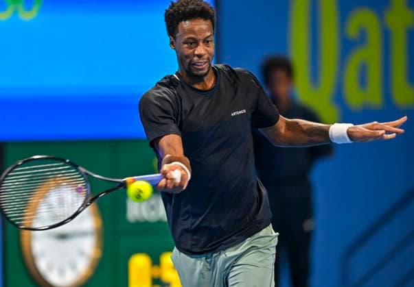 ATP, Tennis Herren Qatar Exxonmobil Open Tennis Tournament 2024 Gael Monfils of France is playing against Jakub Mensik of the Czech Republic in his semifinal singles match at the ATP Qatar ExxonMobil Open tennis tournament at the Khalifa International Tennis Complex in Doha, Qatar, on February 23, 2024. DOHA Qatar  Copyright: xNoushadxThekkayilx originalFilename:varittyakkal-atpqatar240223_npiVR.jpg