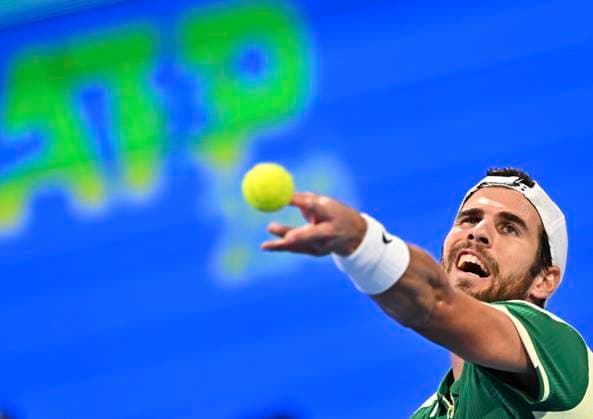 ATP, Tennis Herren Qatar Exxonmobil Open Tennis Tournament 2024 Karen Khachanov is playing in his semifinal singles match against Alexei Popyrin of Australia at the ATP Qatar ExxonMobil Open tennis tournament at the Khalifa International Tennis Complex in Doha, Qatar, on February 23, 2024. DOHA Qatar  Copyright: xNoushadxThekkayilx originalFilename:varittyakkal-atpqatar240223_npV5Z.jpg