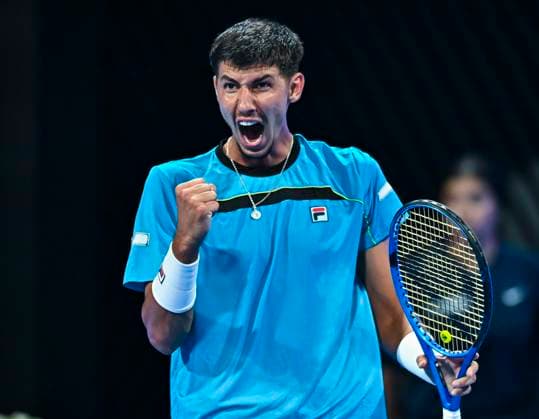 ATP, Tennis Herren Qatar Exxonmobil Open Tennis Tournament 2024 Alexei Popyrin of Australia is playing in his semifinal singles match against Karen Khachanov at the ATP Qatar ExxonMobil Open tennis tournament at the Khalifa International Tennis Complex in Doha, Qatar, on February 23, 2024. DOHA Qatar  Copyright: xNoushadxThekkayilx originalFilename:varittyakkal-atpqatar240223_npn6C.jpg