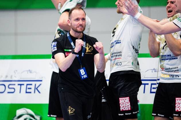 23 02 2024 Handball, 2023 2024, 2 Bundesliga, 22 Matchday, GWD Minden HC Elbflorenz Dresden Andre Haber Coach Elbflorenz