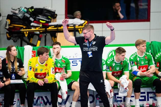 23 02 2024 Handball, 2023 2024, 2 Bundesliga, 22 Matchday, GWD Minden HC Elbflorenz Dresden Team Minden , M Aaron Ziercke Coach Minden