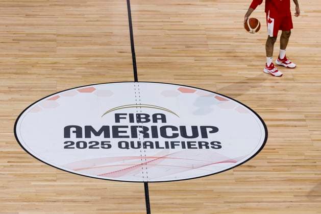 February 23, 2024, St. Catharines, On, Canada: Members of team Canada warm up ahead of FIBA AmeriCup qualification play against Nicaragua in St. Catharines, Ont., Friday, February 23, 2024. Canada News - February 23, 2024  - ZUMAc35_ 20240223_zaf_c35_145 Copyright: xNickxIwanyshynx