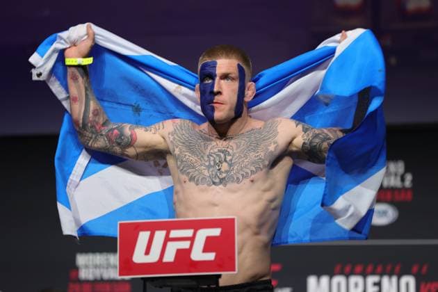 February 23, 2024, Mexico City, Ciudad de Mexico, Mexico: February 23, 2024, Mexico City, Mexico: Chris Duncan of Scotland poses on the scale during the UFC Fight Night ceremonial weigh-in at CDMX Arena. on February 23, 2024 in Mexico City, Mexico. Mexico City Mexico - ZUMAe321 20240223_zsa_e321_082 Copyright: xLuisxMarin xEyepixxGroupx