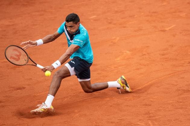 (240224) -- RIO DE JANEIRO, Feb. 24, 2024 -- Thiago Monteiro of Brazil hits a return during the quarterfinal against Sebastian Baez of Argentina at the 2024 ATP500 Rio Open at Jockey Club Brasileiro in Rio de Janeiro, Brazil, Feb. 23, 2024. ) (SP)BRAZIL-RIO DE JANEIRO-TENNIS-ATP500-RIO OPEN-QUARTERFINALS WangxTiancong 