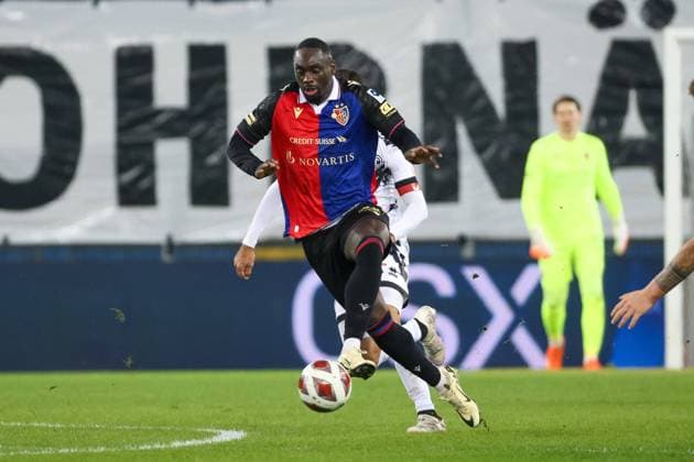Jean Kevin Augustin FC Basel, 10 , Soccer, Super League, 22 Matchday, 2023 2024, FC Basel 1893 vs FC Lugano, 03 02 2024, Sankt Jakob Park, Basel, Switzerland Basel Sankt Jakob Park Canton Basel City Switzerland Copyright: xGrantxHubbsx