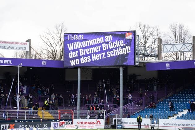 GER, 2 FBL VfL Osnabrück vs Hannover 96 24 02 2024, Bremer Brücke, Osnabrück, GER, 2 FBL VfL Osnabrück vs Hannover 96 In the picture billboard with lettering Welcome to the Bremer Brücke nordphotoxGmbHxx xChristianxSchulze nph000300