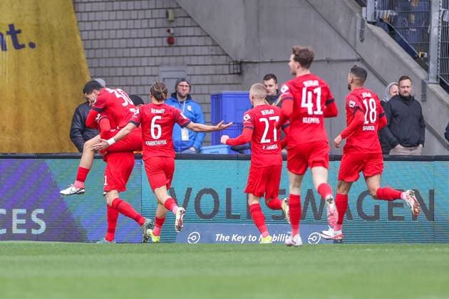24 02 2024, Soccer, 2 Bundesliga, Matchday 23, Season 2023 2024, Eintracht Braunschweig Hertha BSC, Team of Hertha BSC cheers Braunschweig Eintracht Stadion NDS Germany xRHR PHOTO TRx Copyright: RHR-FOTOx RHR-FOTO TR