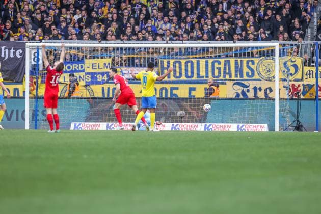 24 02 2024, Soccer, 2 Bundesliga, Matchday 23, Season 2023 2024, Eintracht Braunschweig Hertha BSC, Ibrahim Maza Hertha BSC scores the goal to make it 1 - 1 Braunschweig Eintracht Stadion NDS Germany xRHR PHOTO TRx Copyright: RHR-FOTOx RHR-FOTO TR