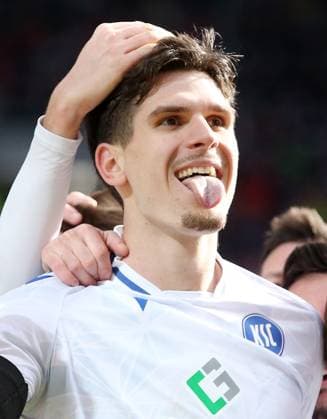 2 0 for Karlsruher SC by Igor Matanovic 9, Karlsruher SC 24 02 2024, Football, 2 Bundesliga, FC Kaiserslautern Karlsruher SC, Matchday 23, Season 2023 24, Fritz Walter Stadion, Kaiserslautern, Germany, zmdz, DFB DFL regulations prohibit any use of photographs as image sequences and or quasi video FC Kaiserslautern Karlsruher SC