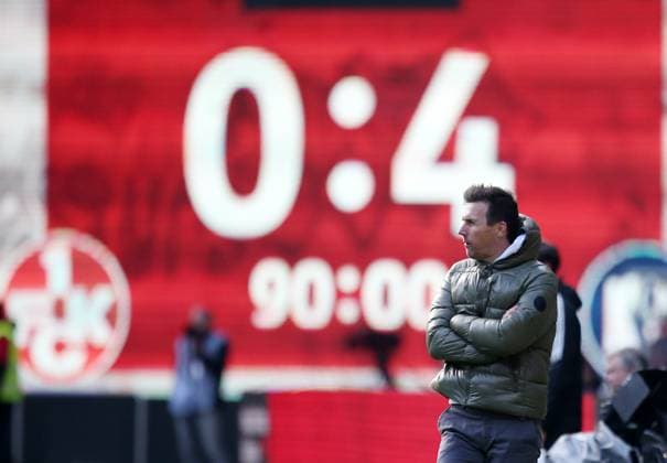 Christian Eichner Coach Karlsruher SC looks forward to 4 0 victory 24 02 2024, Football, 2 Bundesliga, FC Kaiserslautern Karlsruher SC, 23 Matchday, Season 2023 24, Fritz Walter Stadion, Kaiserslautern, Germany, zmdz, DFB DFL regulations prohibit any use of photographs as image sequences and or quasi video FC Kaiserslautern Karlsruher SC