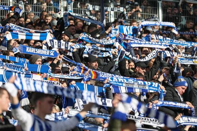 24 02 2024, xusrbx, Soccer 2 Bundesliga, 1 FC Kaiserslautern Karlsruher SC emspor, the fans of Karlsruher SC, after the match, DFL DFB REGULATIONS PROHIBIT ANY USE OF PHOTOGRAPHS as IMAGE SEQUENCES and or QUASI VIDEO Kaiserslautern