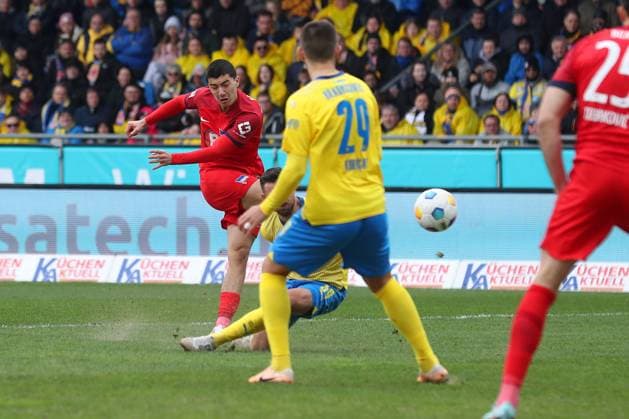 Braunschweig vs Berlin, 2 BL Braunschweig, 24 02 2024, FOOTBALL Eintracht Braunschweig vs Hertha BSC Berlin, 2 BL, Season 2023 24 Ibrahim Maza Hertha BSC scores goal to make it 0 1 Braunschweig