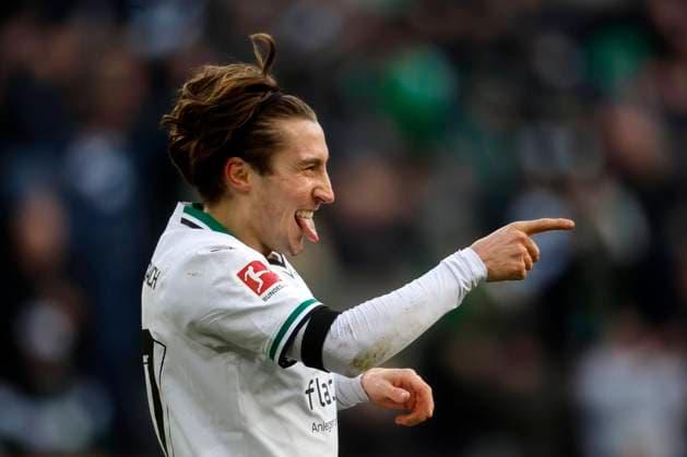 Moenchengladbach, Germany, Germany 1 Soccer Bundesliga, Matchday 23, Borussia Moenchengladbach VFL Bochum 5 2 24 02 2024 at Borussia Park in Moenchengladbach Ätsch ¦ Rocco REITZ MG celebrates his goal for 3 0 Photo Norbert Schmidt, Duesseldorf