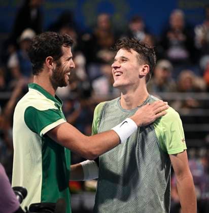 Qatar TotalEnergies Open 2024 Final, winner Karen Khachanov l, RUS and Jakub Mensik CZE