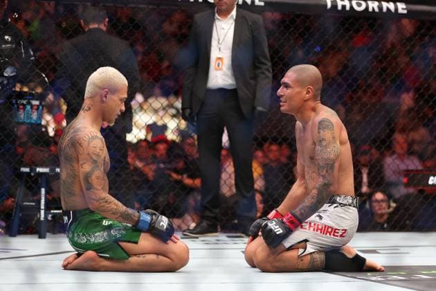 February 24, 2024, Mexico City, Distrito Federal, Mexico: Edgar Chairez and Daniel Lacerda fight in the 3-round Flyweight bout at the Arena CDMX for UFC Fight Night - Mexico City on February 24, 2024 in Mexico City, Distrito Federal, Mexico. ( AG Fight) Mexico City Mexico - ZUMAp175 20240224_zsa_p175_270 Copyright: xAlejandroxSalazarx