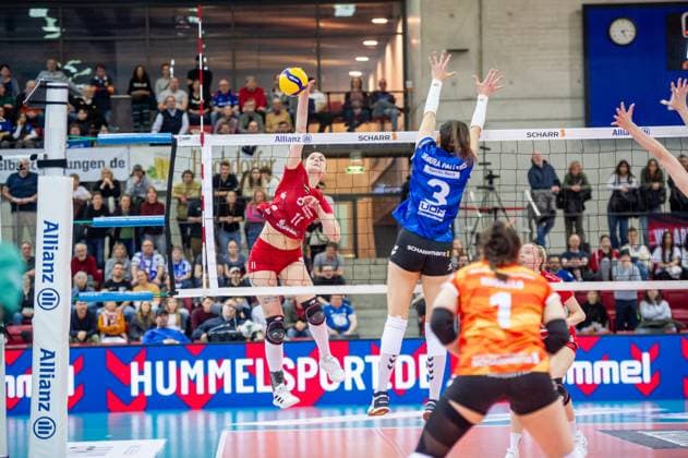 Grace Frohling Dresdner SC, 11 Allianz MTV Stuttgart Dresdner SC, Sport, Volleyball Bundesliga, Frauen, VBL, Saison 2023 24, 25 02 2024, Stuttgart SCHARRena , DEU Allianz MTV Stuttgart Dresdner SC, Sport, Volleyball Bundesliga, Frauen, VBL, Saison 2023 24, 25 02 2024, Stuttgart SCHARRena , DEU Stuttgart Copyright: xSandyxDinkelackerx EP_SDR