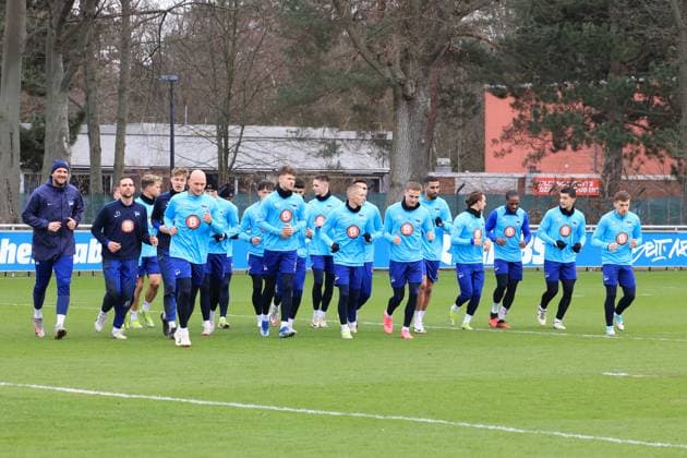 DEU, DFL, 2 FBL Hertha BSC, Training, 26 02 2024, Sportforum, Berlin, DEU, DFL, 2 FBL Hertha BSC, Training, im Bild Auslauftraining, auslaufen nach einem Spiel, Hertha Spielerkreis DFL regulations prohibit any use of Photographs as image sequences and or quasi video Foto Juergen Engler nordphoto GmbH nordphotoxGmbHx xEngler nph00076