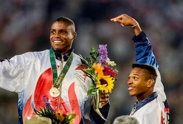 Track and Field Carl Lewis Carl Lewis (USA) win the gold medal in the long jump, Joe Greene (USA) bronze, the 1996 Olympic Summer Games. Atlanta Centennial Olympic Stadium Georgia United States Copyright: xDUOMO PCNx TF01D2 106331