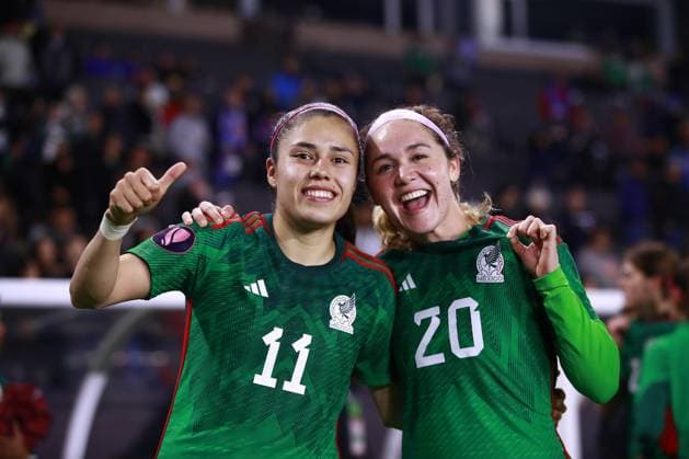 RECORD DATE NOT STATED Concacaf W Gold Cup 2024 United States 0-2 Mexico Mayra Pelayo celebrate her goal 0-2 with Lizbeth Ovalle of Mexico during the Group stage, Group A match between United States (USA) and Mexico (Mexico national team, Nationalteam as part of the Concacaf Womens Gold Cup 2024, at Dignity Health Sports Park Stadium on February 26, 2024 in Carson California, United States. CARSON LOS ANGELES CALIFORNIA UNITED STATES  Copyright: xUlisesxNaranjox 20240226231631_CWGC_2024_GA_USA_MEX_OVALLE216